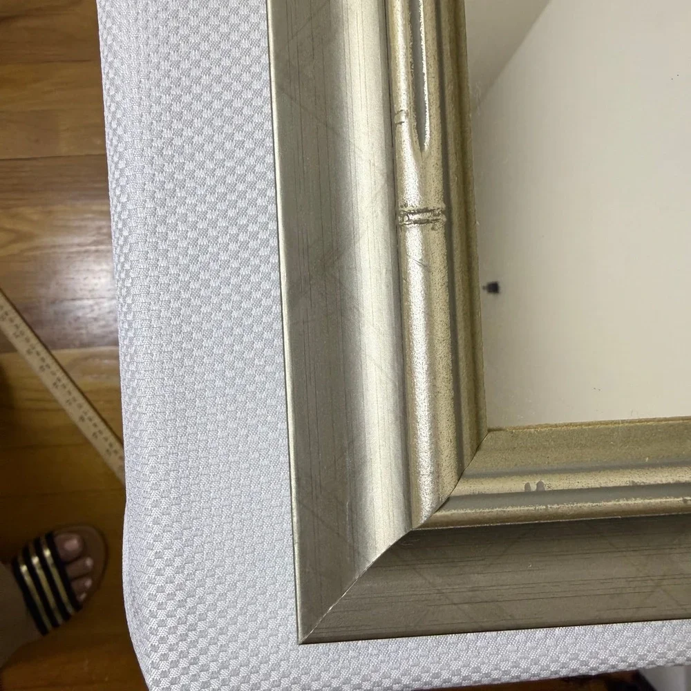 Silver Champagne Faux Bamboo Square Wall Mirror Hollywood Regency‎ 13.5x13.5